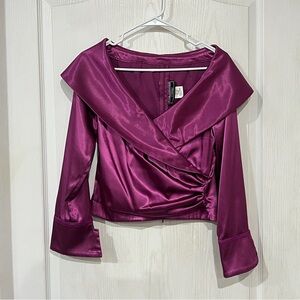 FINAL PRICE Jessica Howard Satin Wrap Blouse in Vibrant Purple